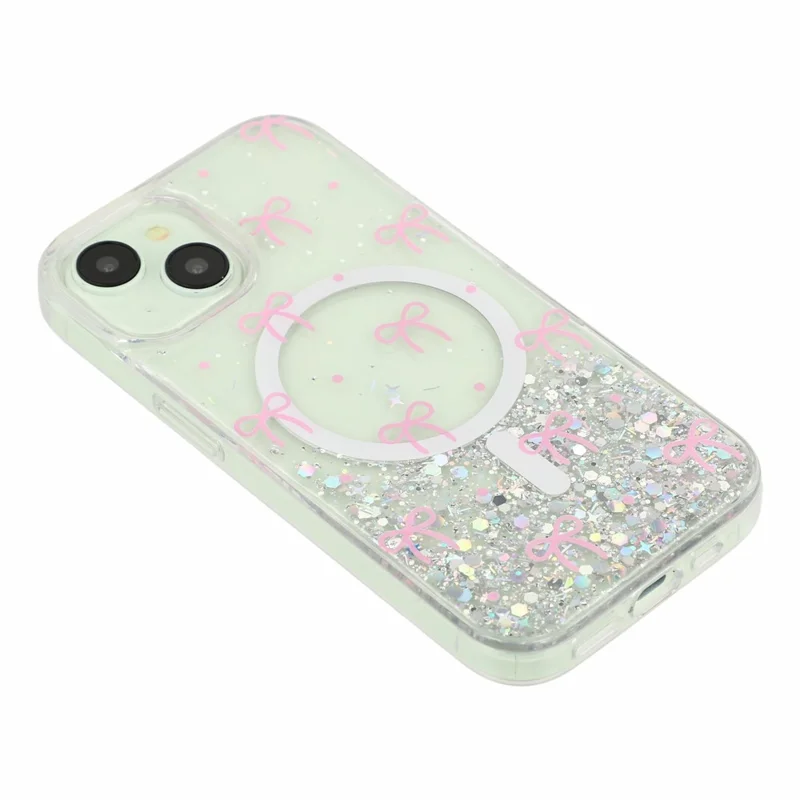 Coque magnétique pour iPhone 14 / 13, coque transparente en TPU anti-choc avec époxy pailleté, compatible MagSafe - Arc