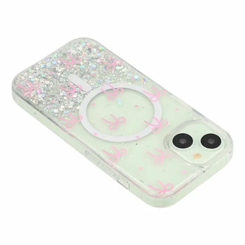 Coque magnétique pour iPhone 14 / 13, coque transparente en TPU anti-choc avec époxy pailleté, compatible MagSafe - Arc