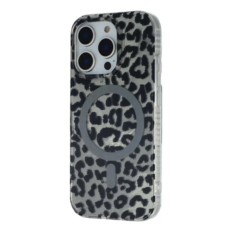 Coque pour iPhone 16 Pro compatible MagSafe, imprimé léopard IMD, housse en TPU et PC - Style C