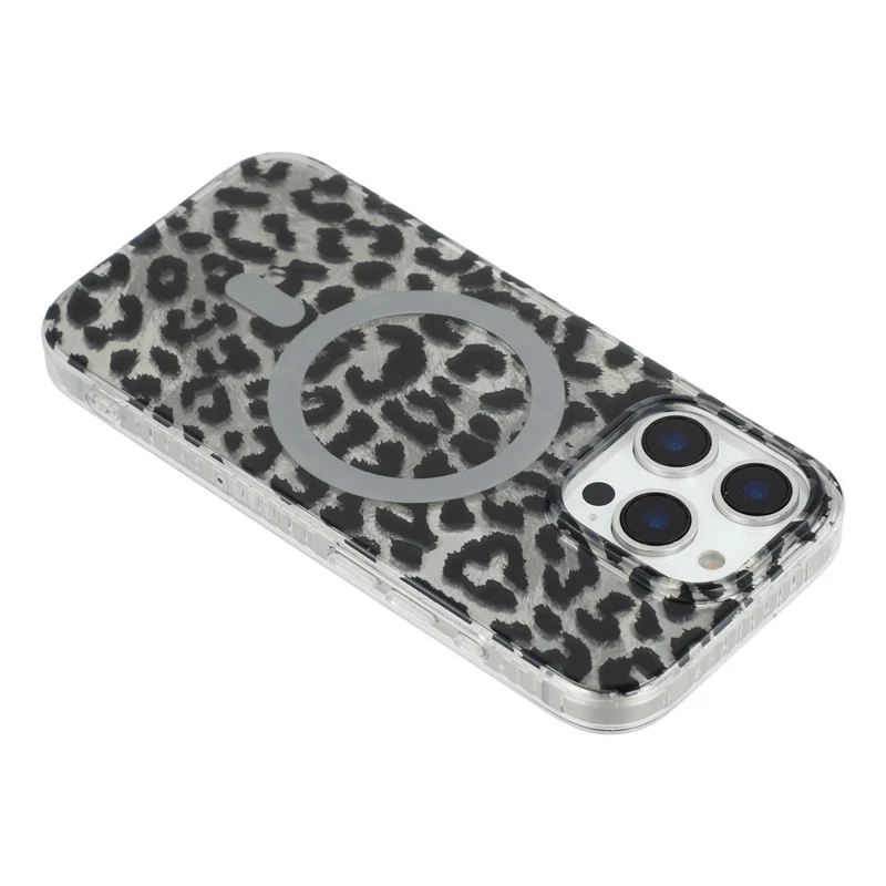 Coque pour iPhone 16 Pro compatible MagSafe, imprimé léopard IMD, housse en TPU et PC - Style C