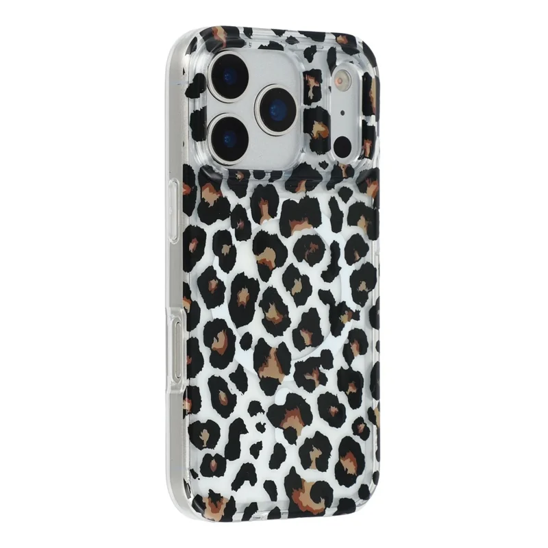 For iPhone 17 Pro Max Magnetic Case Hollow Leopard Print Design TPU PC Phone Back Cover - Style 3