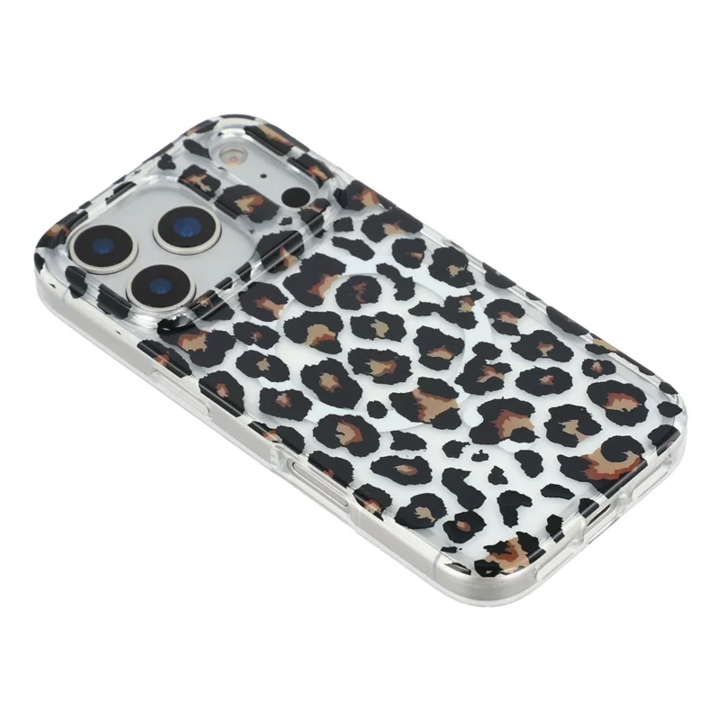 For iPhone 17 Pro Max Magnetic Case Hollow Leopard Print Design TPU PC Phone Back Cover - Style 3