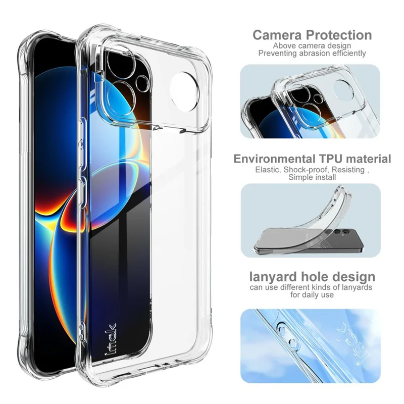 IMAK For Xiaomi Redmi K90 Max 5G Case TPU Phone Cover Airbag Shockproof Protection - Transparent