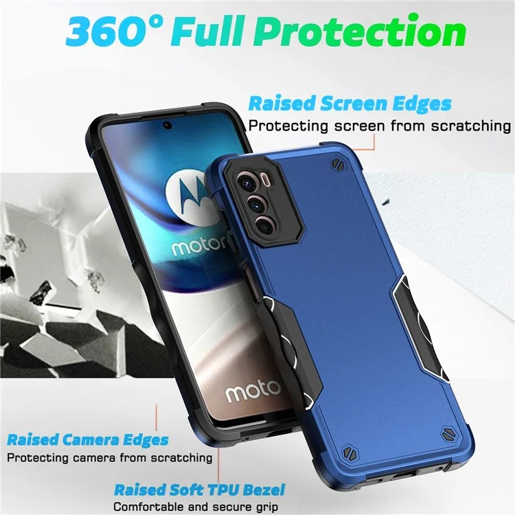 For Motorola Moto G42 4G Cellphone Case Anti-Scratch PC Back + Soft TPU Bumper Protective Cover - Blue