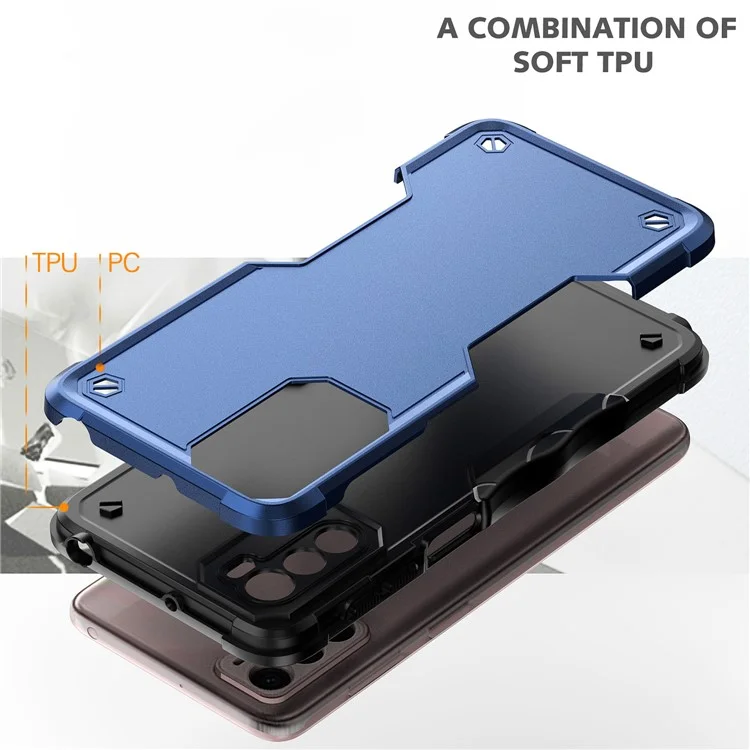 For Motorola Moto G42 4G Cellphone Case Anti-Scratch PC Back + Soft TPU Bumper Protective Cover - Blue