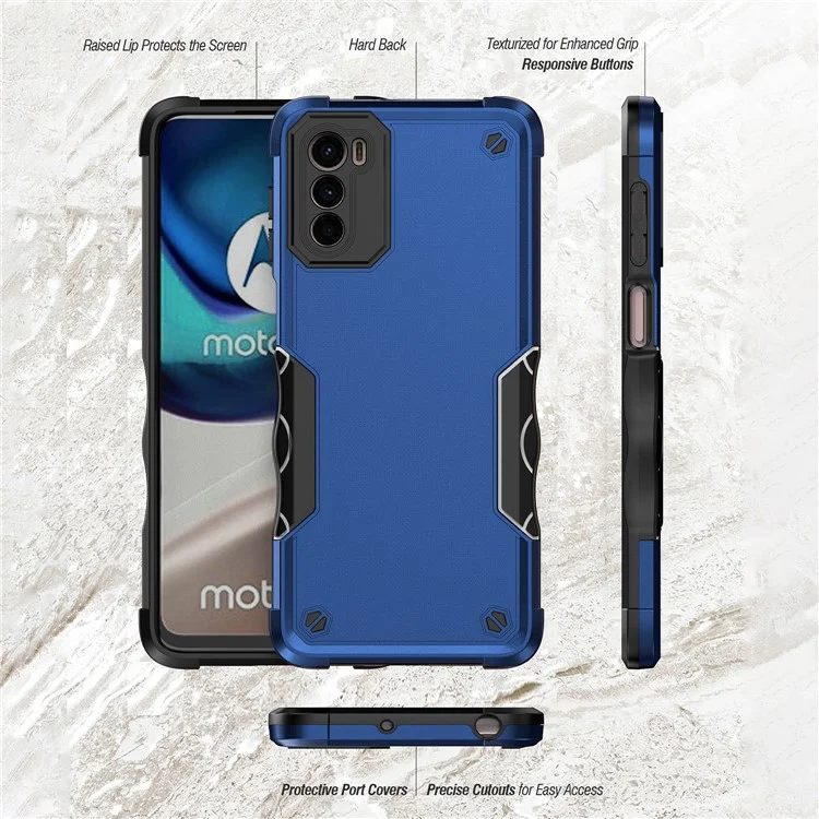 For Motorola Moto G42 4G Cellphone Case Anti-Scratch PC Back + Soft TPU Bumper Protective Cover - Blue