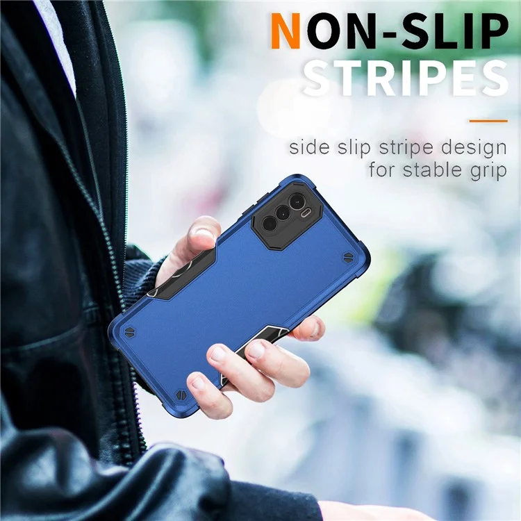 For Motorola Moto G42 4G Cellphone Case Anti-Scratch PC Back + Soft TPU Bumper Protective Cover - Blue