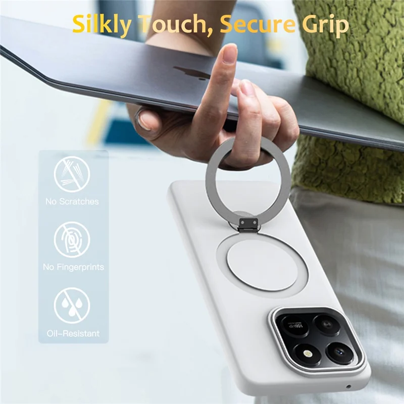 For Honor 400 Smart 4G  /  400 Smart 5G  /  X7d 4G  /  X7d 5G Magnetic Case Rotating Ring Kickstand TPU + PC Back Cover - White