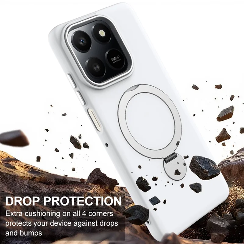 For Honor 400 Smart 4G  /  400 Smart 5G  /  X7d 4G  /  X7d 5G Magnetic Case Rotating Ring Kickstand TPU + PC Back Cover - White