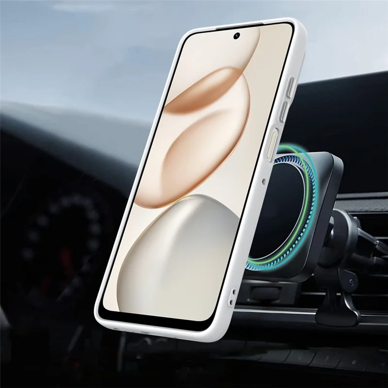 For Honor 400 Smart 4G  /  400 Smart 5G  /  X7d 4G  /  X7d 5G Magnetic Case Rotating Ring Kickstand TPU + PC Back Cover - White