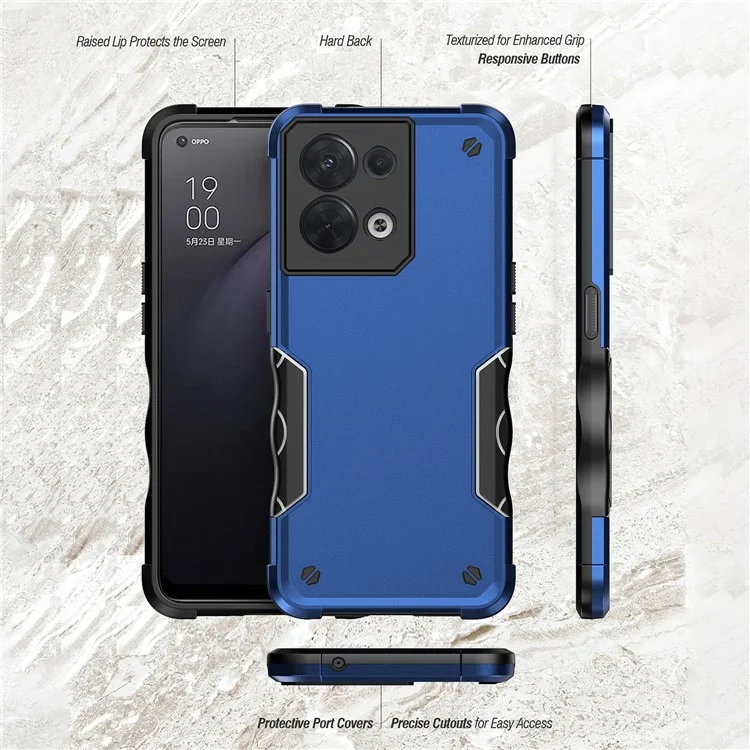 Shockproof Case for Oppo Reno8 5G (Global Version) Phone Case Anti-Drop Hard PC Soft TPU Protective Cover - Black