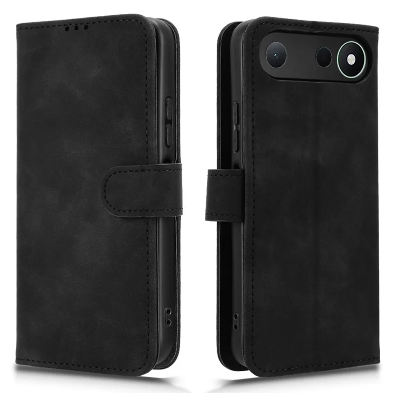 For TECNO Spark 50 5G Leather Case Skin Feel Anti Drop Wallet Stand Flip Phone Cover - Black