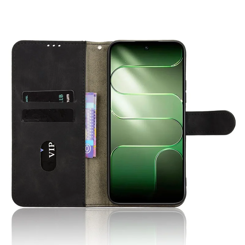 For TECNO Spark 50 5G Leather Case Skin Feel Anti Drop Wallet Stand Flip Phone Cover - Black