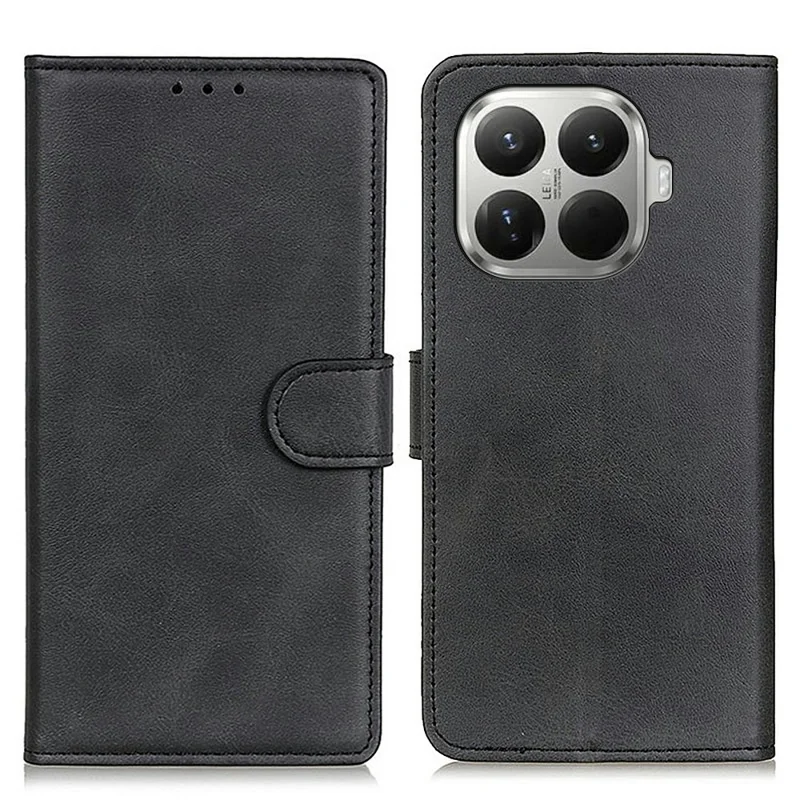 Funda para Xiaomi 17T con textura de cuero de vaca, funda tipo cartera con soporte - Negro