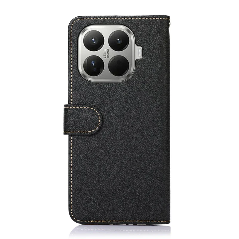 KHAZNEH Funda para Xiaomi 17T, funda cartera con protección RFID, textura de lichi, cubierta de cuero PU con correa - Negro