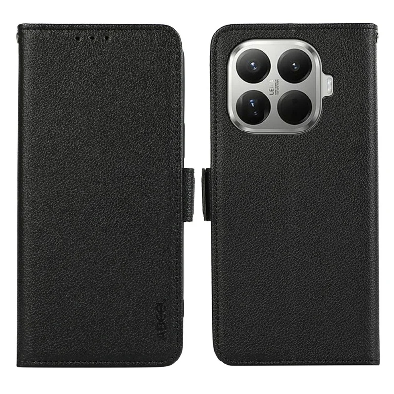 ABEEL Funda para Xiaomi 17T, carcasa de cuero con textura de litchi, protección contra bloqueo RFID - Negro