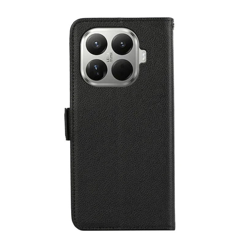ABEEL Funda para Xiaomi 17T, carcasa de cuero con textura de litchi, protección contra bloqueo RFID - Negro