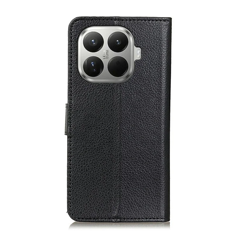 Funda tipo cartera para Xiaomi 17T, funda de cuero PU con textura de lichi - Negro