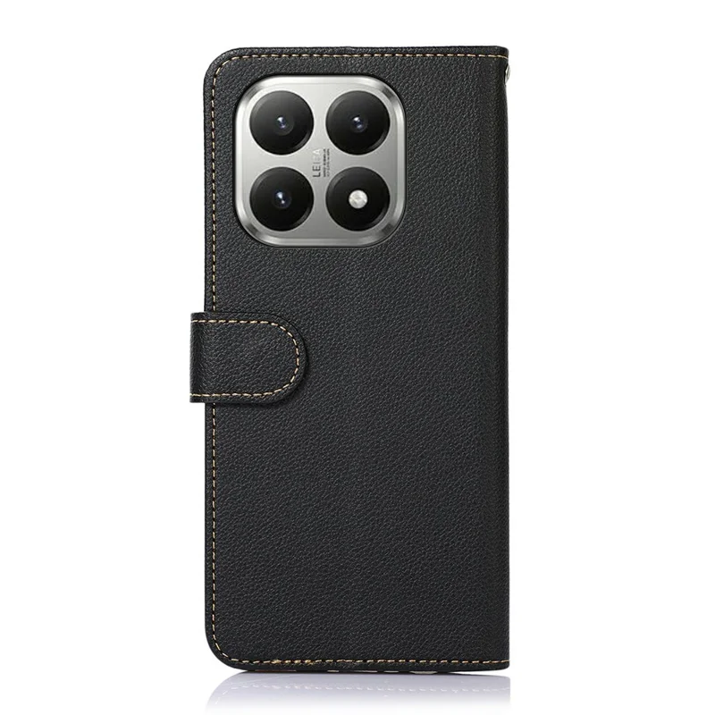 KHAZNEH Funda para Xiaomi 17T Pro, Funda con Cartera y Protección RFID, Textura de Lichi, Cuero de PU, con Correa - Negro