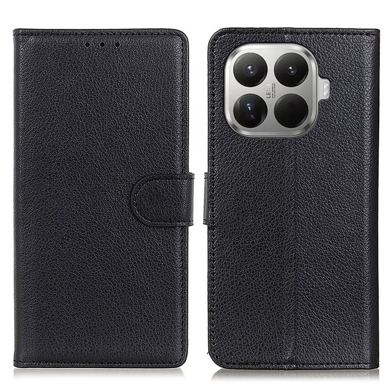 Etui portfelowe na telefon do Xiaomi 17T Pro, pokrowiec z syntetycznej skóry PU o fakturze licha, kolor czarny