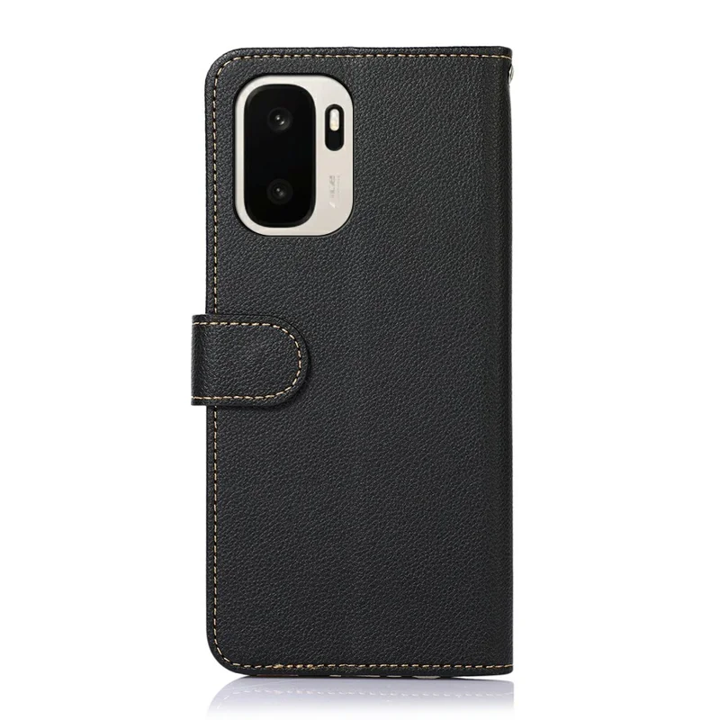 KHAZNEH Чехол для OnePlus Ace 6 Ultra 5G, блокировка RFID, кошелек, текстура личи, искусственная кожа PU, с ремешком — черный