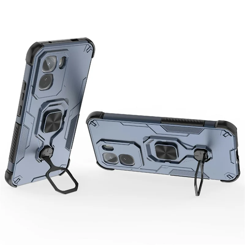 For vivo T5 Pro 5G Case Rotatable Ring Kickstand PC + TPU Shockproof Phone Cover - Navy Blue