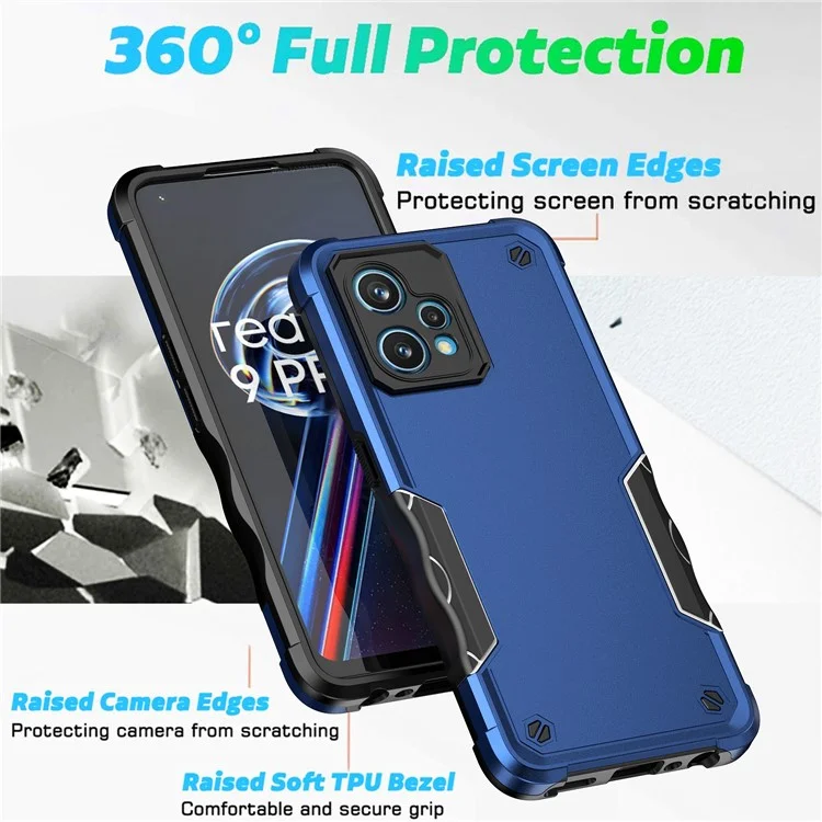 For Realme 9 Pro+ 5G Flexible TPU Hard PC Dual Layer Protection Case Anti-Slip Grip Shockproof Phone Cover - Red