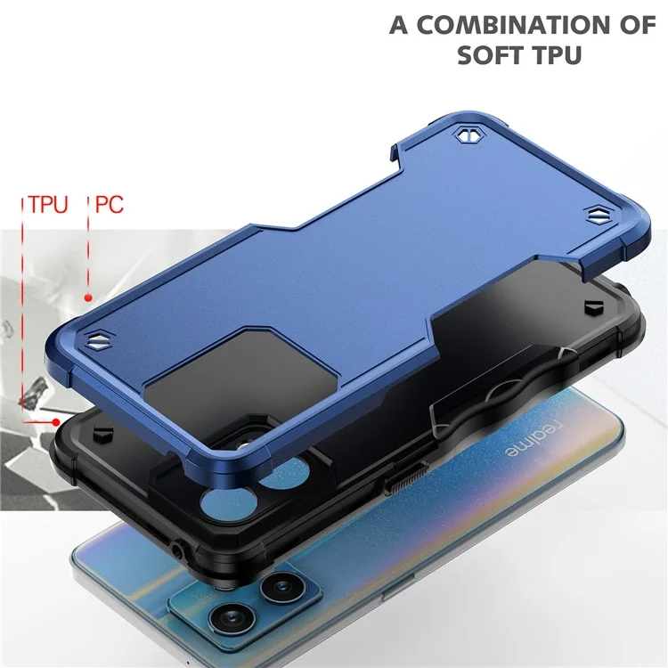 For Realme 9 Pro+ 5G Flexible TPU Hard PC Dual Layer Protection Case Anti-Slip Grip Shockproof Phone Cover - Red