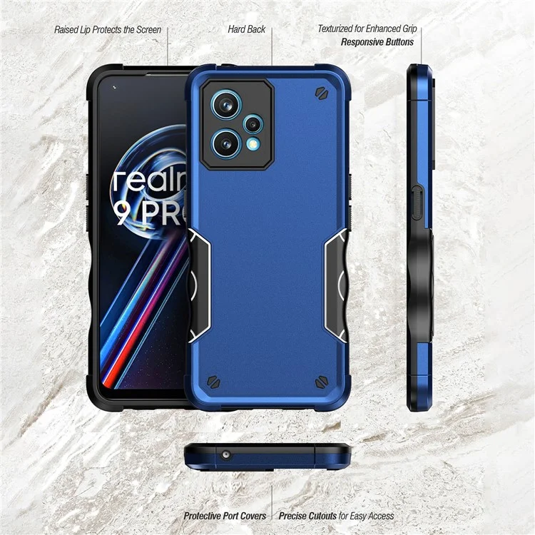For Realme 9 Pro+ 5G Flexible TPU Hard PC Dual Layer Protection Case Anti-Slip Grip Shockproof Phone Cover - Red