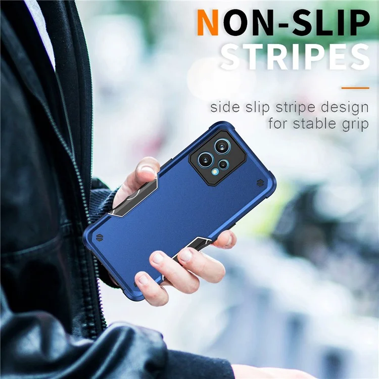 For Realme 9 Pro+ 5G Flexible TPU Hard PC Dual Layer Protection Case Anti-Slip Grip Shockproof Phone Cover - Red