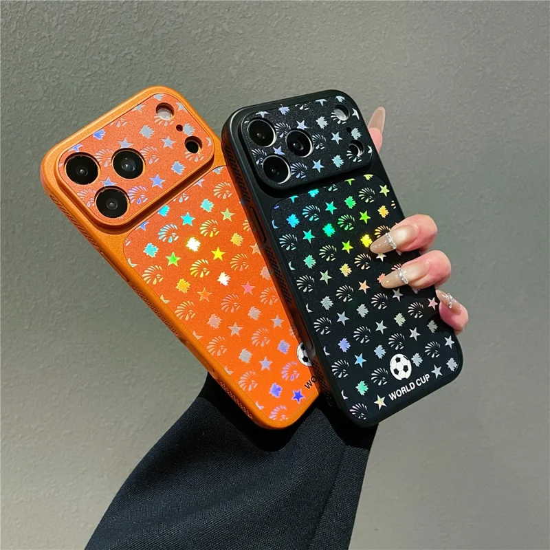 For iPhone 17 Pro Max Magnetic Case Holographic Laser Cover with Tempered Glass Screen Protector - Black