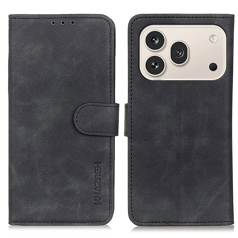 KHAZNEH Pour Honor 600 5G / 600 Pro 5G Coque en Cuir PU Texture Rétro - Noir