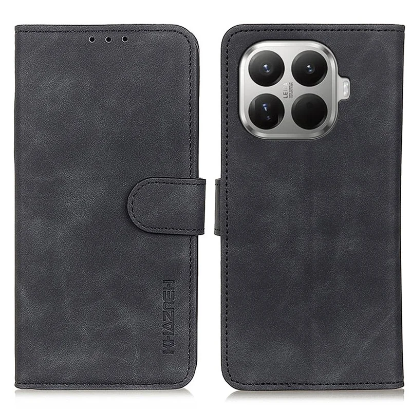 KHAZNEH Funda para Xiaomi 17T, carcasa de cuero PU con textura retro, color negro