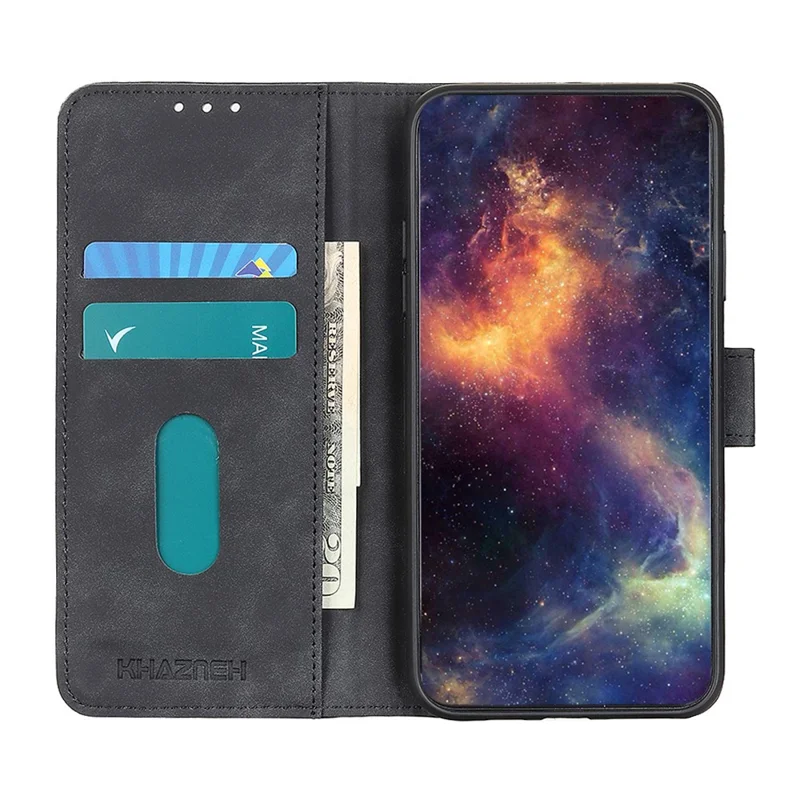 KHAZNEH Funda para Xiaomi 17T, carcasa de cuero PU con textura retro, color negro