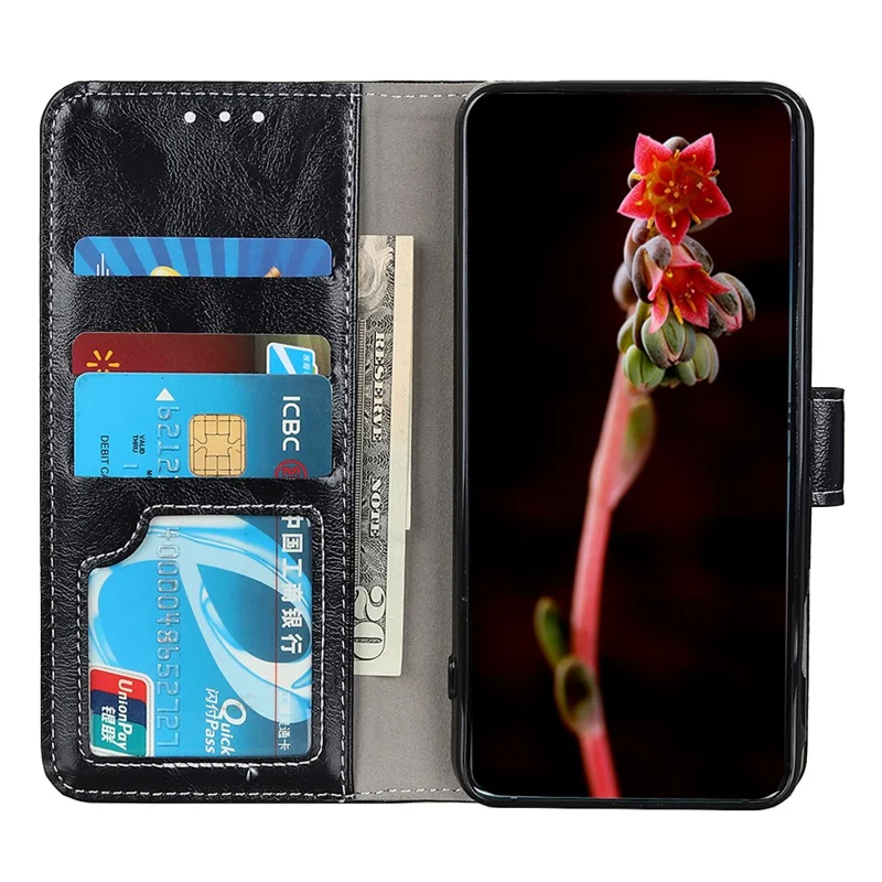For Xiaomi 17T Case Wallet Leather Phone Cover Crazy Horse Texture - Black