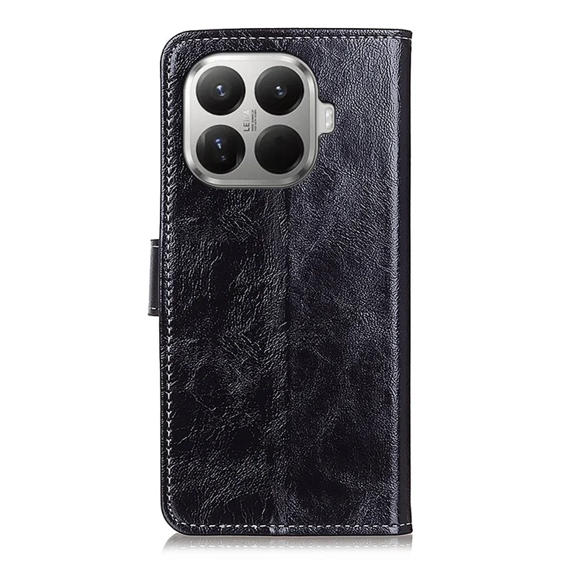 For Xiaomi 17T Case Wallet Leather Phone Cover Crazy Horse Texture - Black