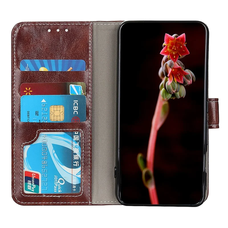 For Xiaomi 17T Case Wallet Leather Phone Cover Crazy Horse Texture - Brown
