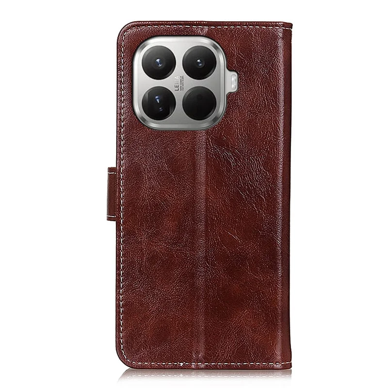 For Xiaomi 17T Case Wallet Leather Phone Cover Crazy Horse Texture - Brown