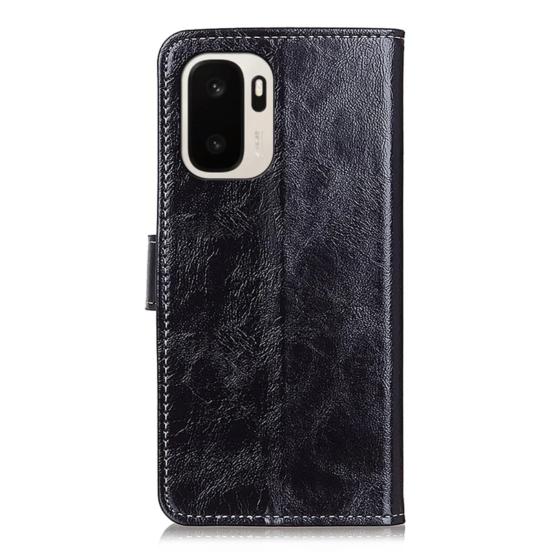 For OnePlus Ace 6 Ultra 5G Case Wallet Leather Phone Cover Crazy Horse Texture - Black