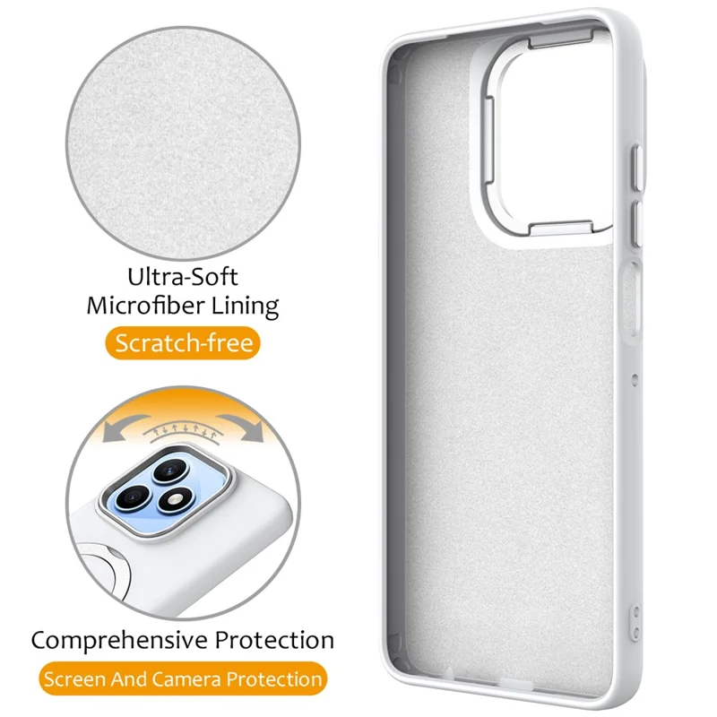 For Honor X8d 4G Magnetic Case Rotating Ring Kickstand TPU + PC Back Cover - White