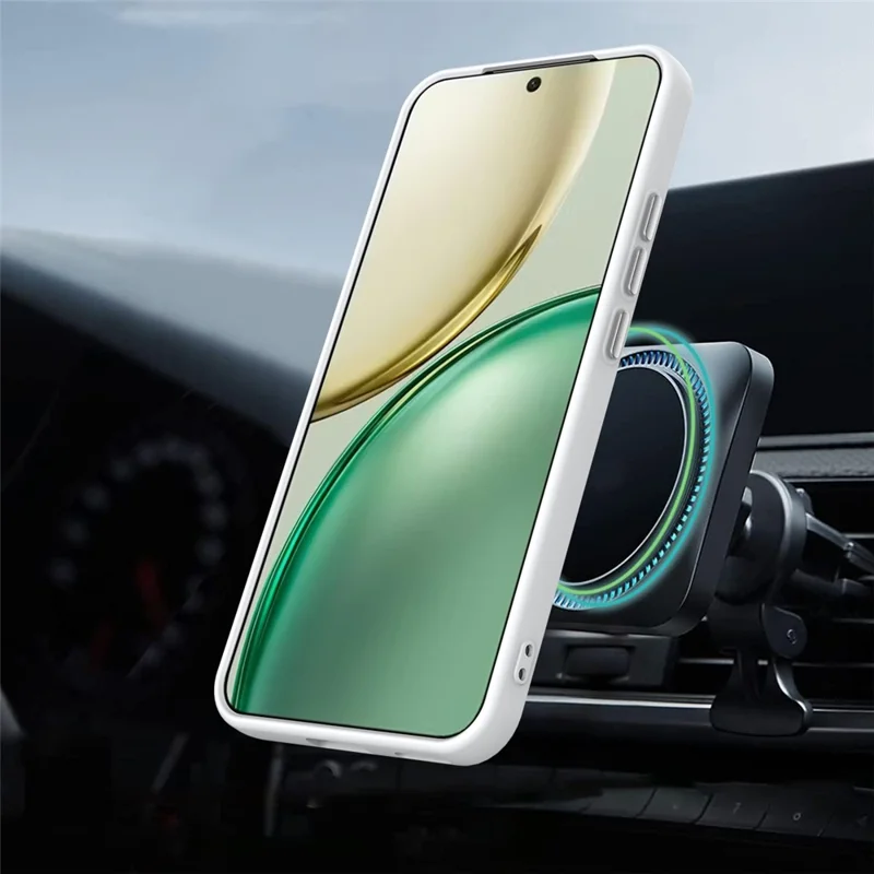 For Honor X70 5G  /  X9d 5G  /  Magic8 Lite 5G Magnetic Case Rotating Ring Kickstand TPU + PC Back Cover - White