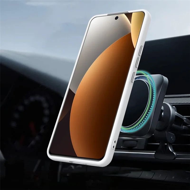 For Xiaomi Redmi Note 15 Pro 4G (Global) Magnetic Case Rotating Ring Kickstand TPU + PC Back Cover - White