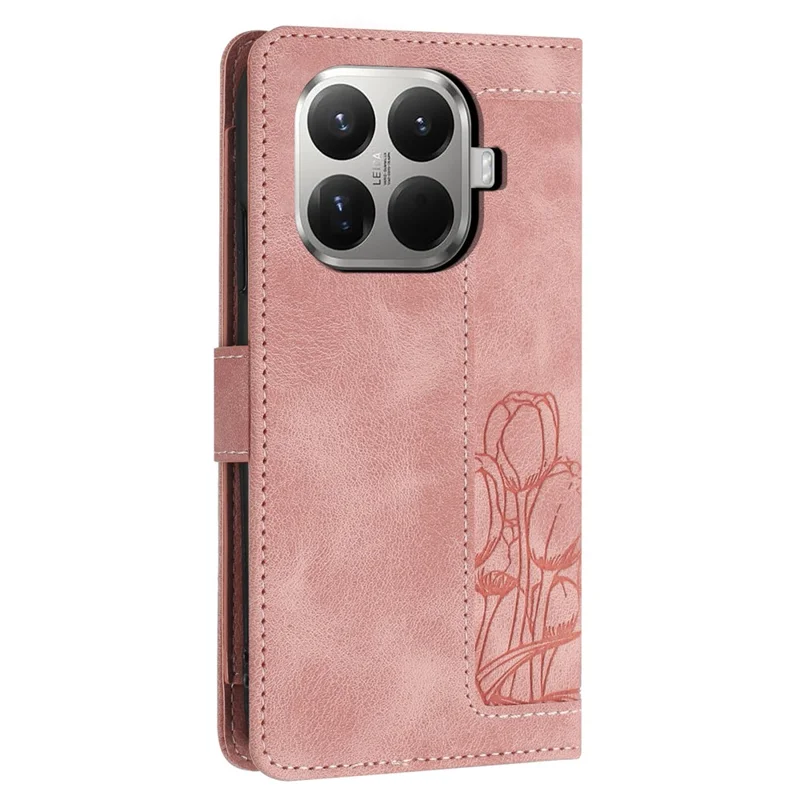 For Xiaomi 17T Case Tulip Leather Phone Cover with 5 Card Slots Wallet - Pink