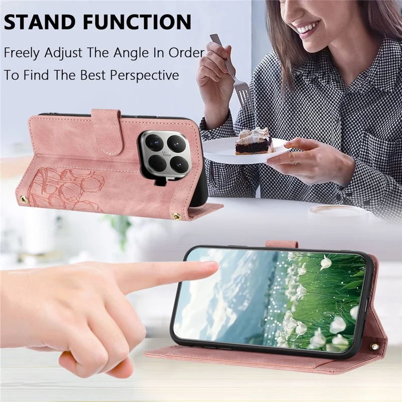 For Xiaomi 17T Case Tulip Leather Phone Cover with 5 Card Slots Wallet - Pink