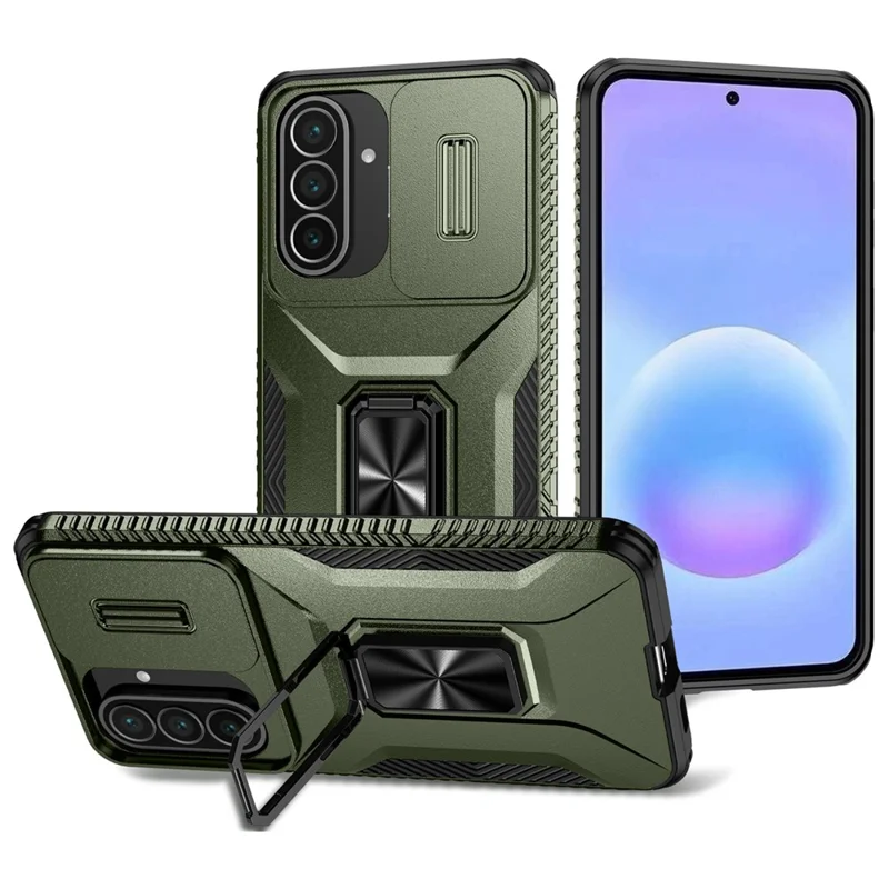 Cover per Samsung Galaxy A57 5G Camshield con Supporto TPU + PC Antiscivolo - Verde