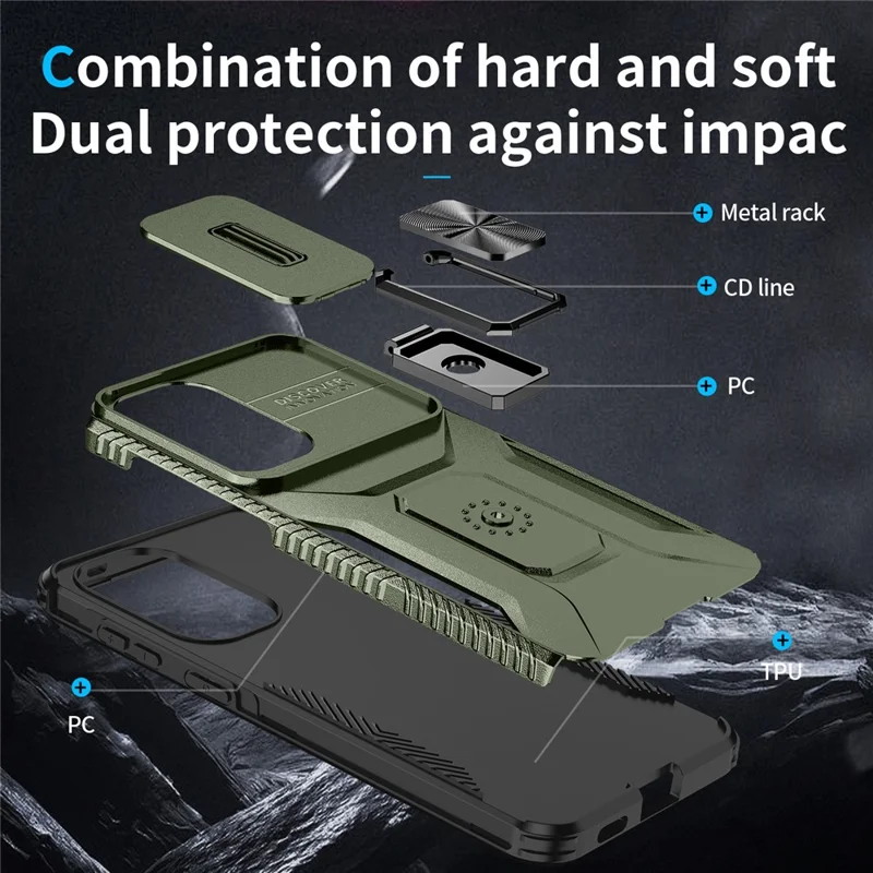 Cover per Samsung Galaxy A57 5G Camshield con Supporto TPU + PC Antiscivolo - Verde