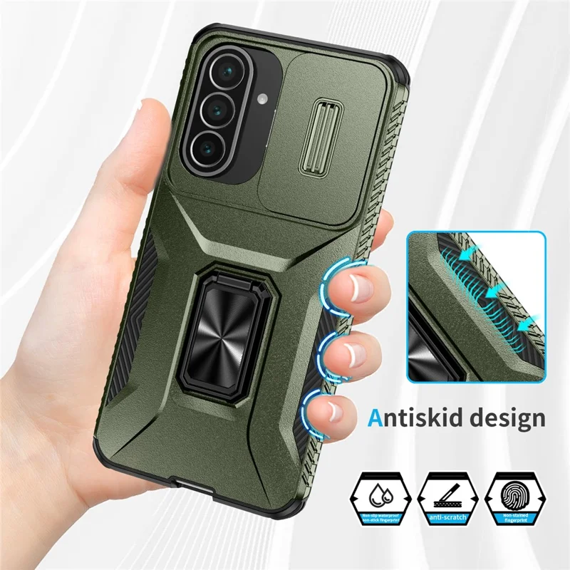 Cover per Samsung Galaxy A57 5G Camshield con Supporto TPU + PC Antiscivolo - Verde