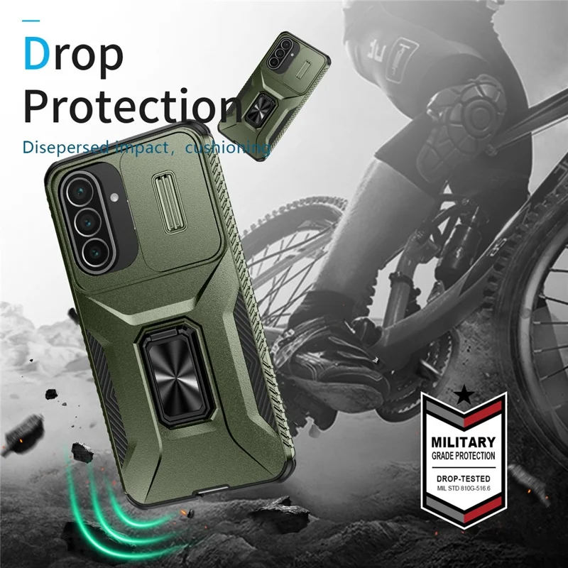 Cover per Samsung Galaxy A57 5G Camshield con Supporto TPU + PC Antiscivolo - Verde