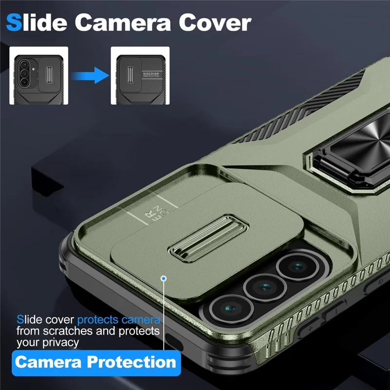 Cover per Samsung Galaxy A57 5G Camshield con Supporto TPU + PC Antiscivolo - Verde
