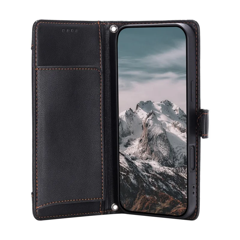 Wallet Case for Google Pixel 10a Litchi Texture Zipper Pocket Stand Leather Flip Phone Cover with Wrist Strap - Black